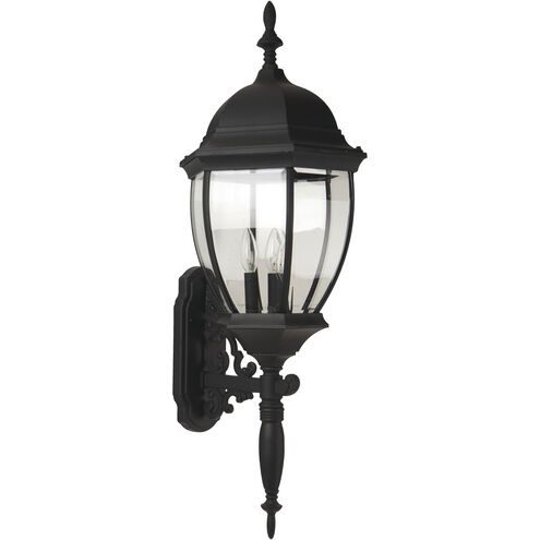 Bent Glass 3 Light 36 inch Textured Black Outdoor Wall Sconce, Large