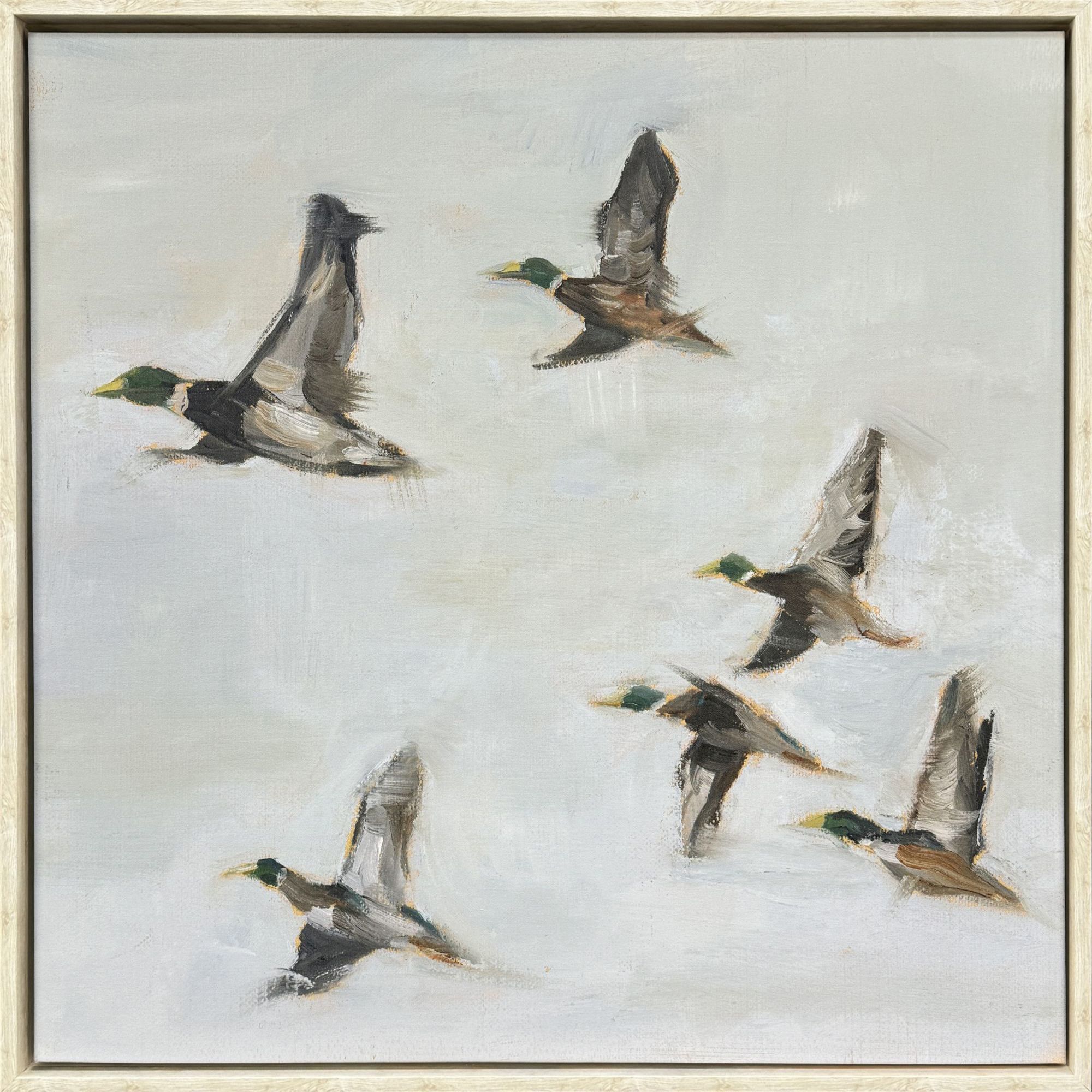 Mallard Migration Blue and Green and Gray Canvas