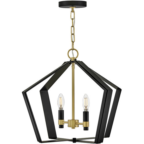 Sammi 2 Light 20 inch Black with Lacquered Brass Pendant Ceiling Light