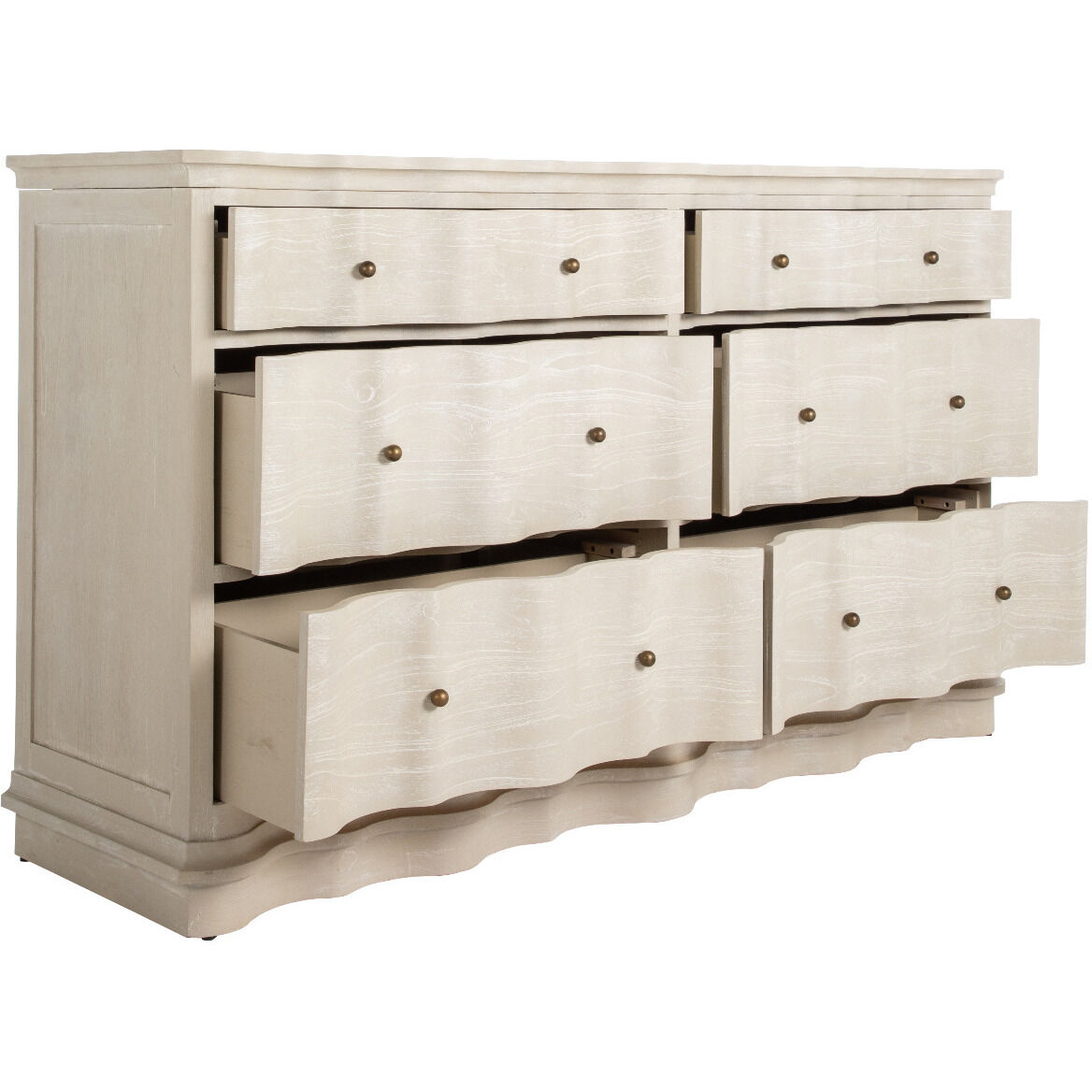 Meredith Textured Cerused White / Stained Brass Dresser