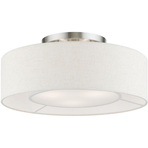 Ellsworth 4 Light 21 inch Brushed Nickel with Shiny White Accents Semi-Flush Ceiling Light