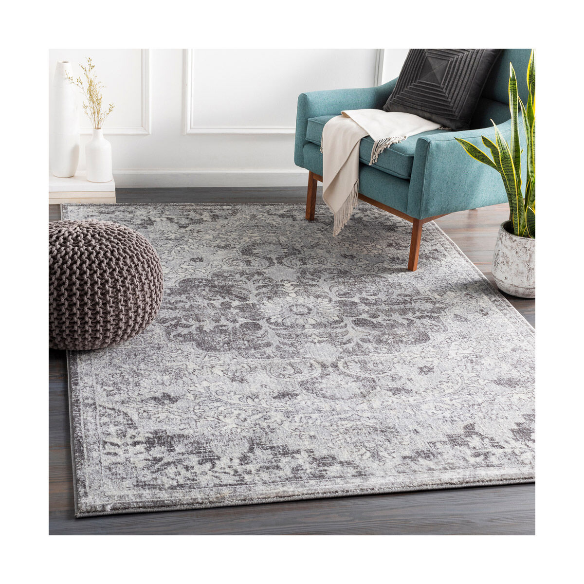 Wanderlust 87 X 63 inch Silver Gray/White/Charcoal Rugs in 5 x 8