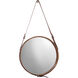 Round 16 X 16 inch Brown Leather Wall Mirror