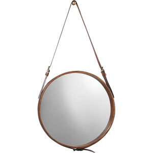 Round 16 X 16 inch Brown Leather Wall Mirror
