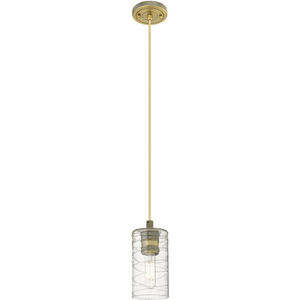 Crown Point 1 Light 3.88 inch Brushed Brass Pendant Ceiling Light in Deco Swirl Glass