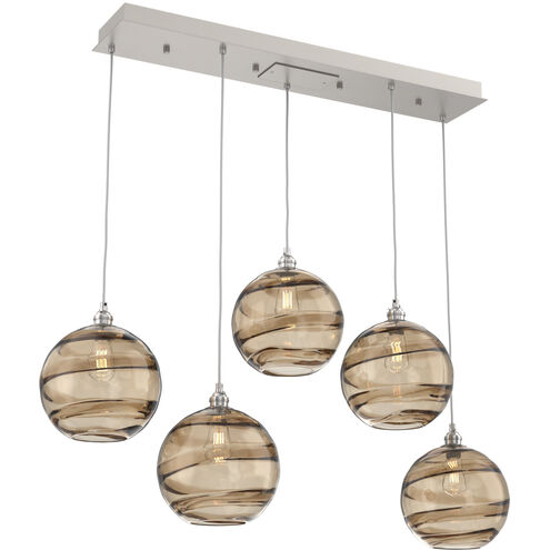 Terra 5 Light Beige Silver Linear Pendant Ceiling Light in Metallic Beige Silver, Terra Bronze, Multi-Port