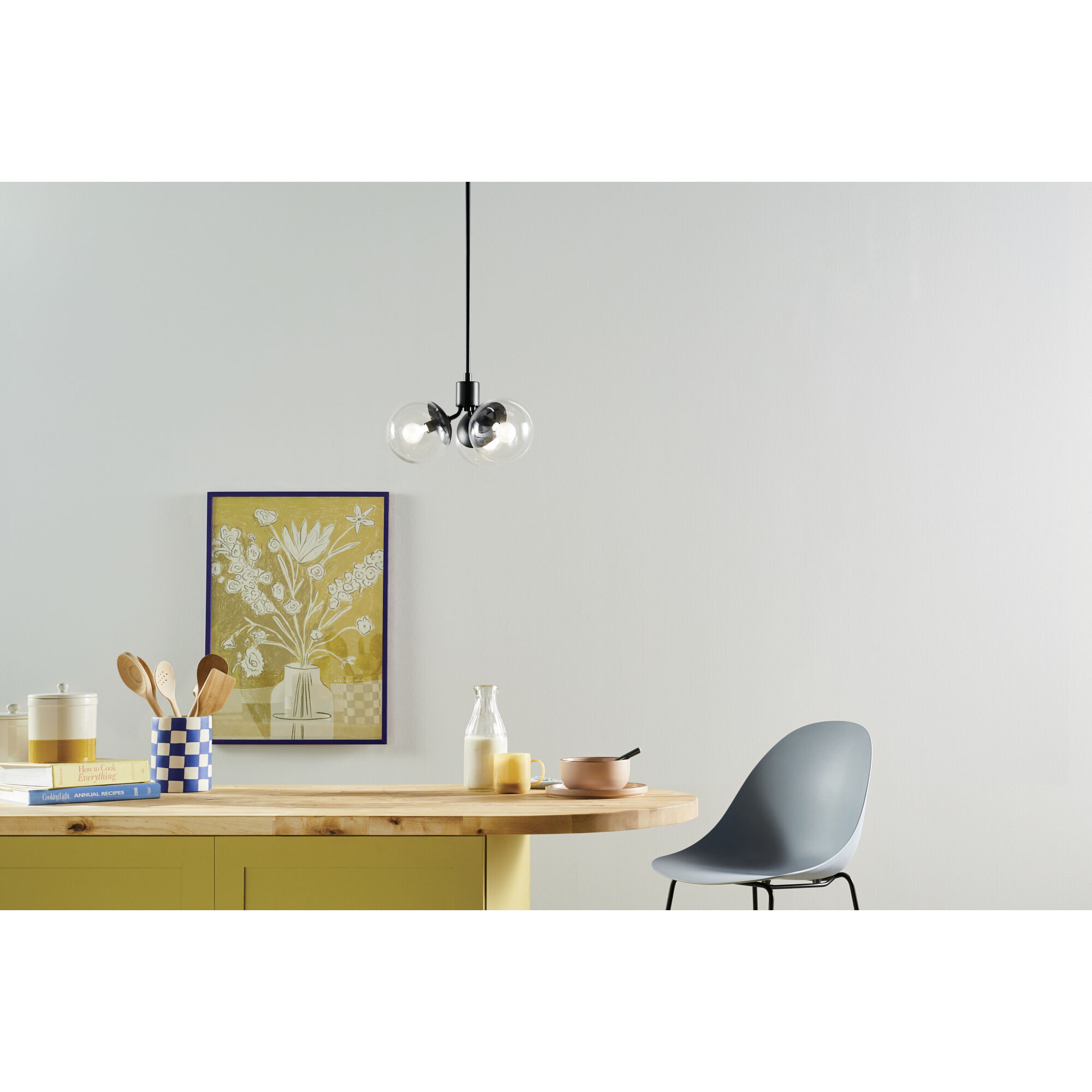 Silvarious 3 Light Black Chandelier/Semi Flush Ceiling Light