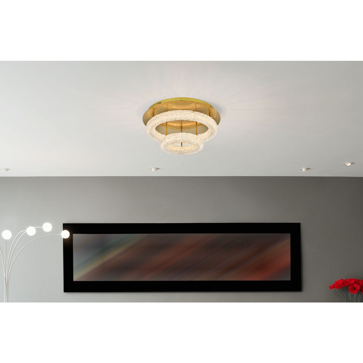 Bowen 2 Light 22 inch Satin Gold Flush Mount Ceiling Light