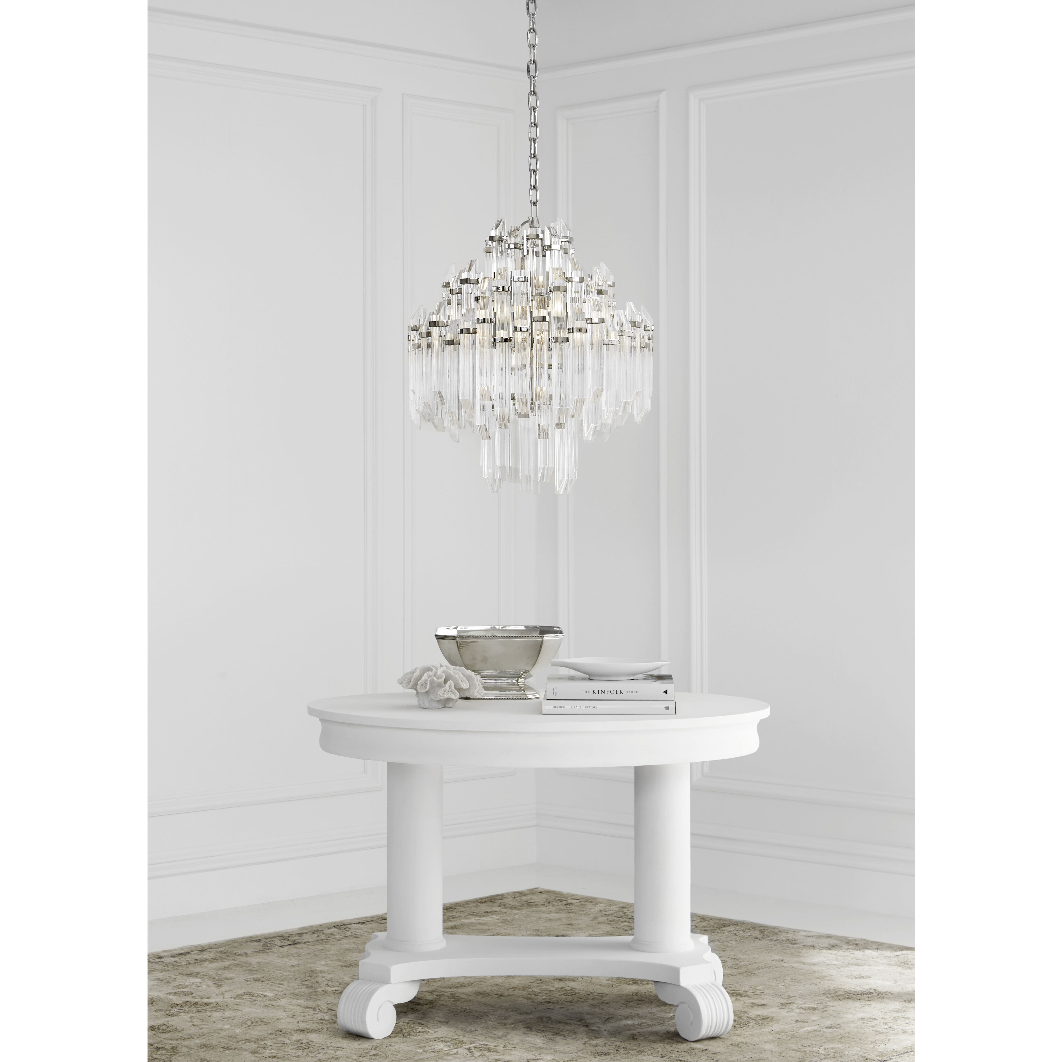 Suzanne Kasler Adele 6 Light 20 inch Polished Nickel with Clear Acrylic Four Tier Waterfall Chandelier Ceiling Light