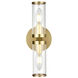 Revolve 2 Light 12.59 inch Clear Glass and Natural Brass Bath Vanity Wall Light