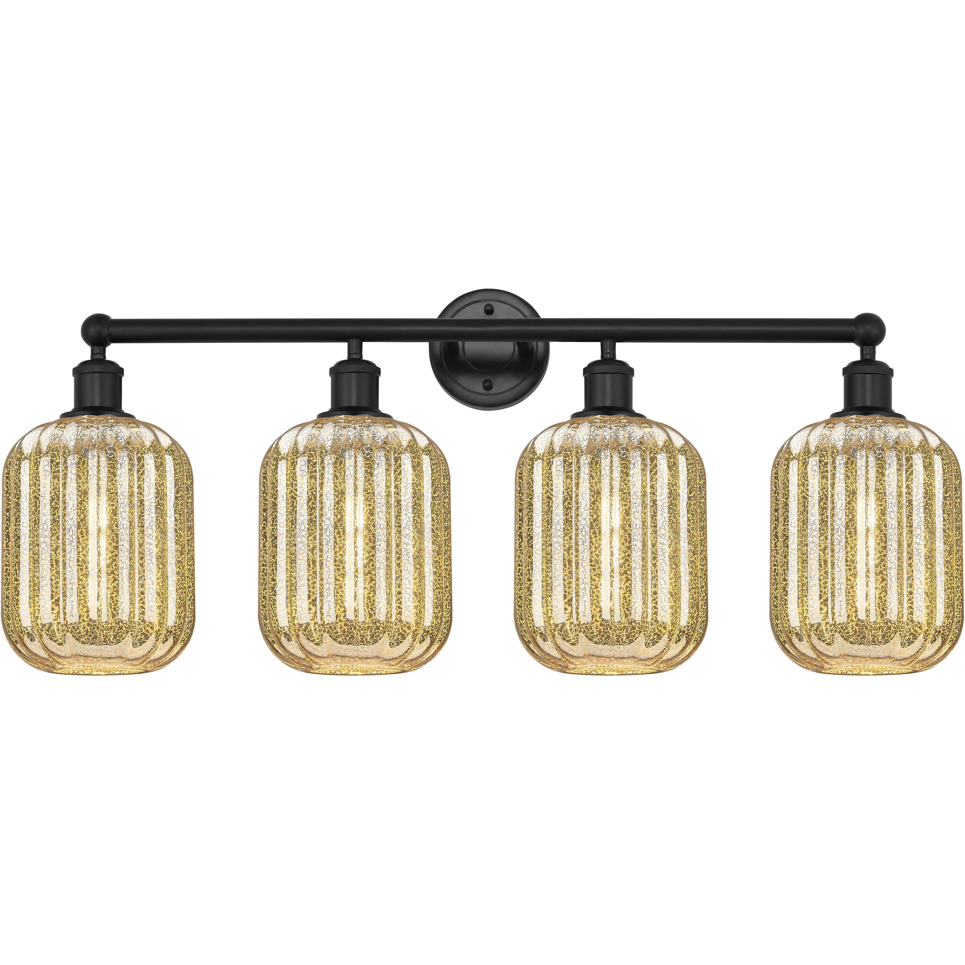 Edison Preston 4 Light 33.75 inch Matte Black Bath Vanity Light Wall Light in Mercury