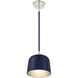 Vintage 1 Light 9 inch Navy Blue with Polished Nickel Pendant Ceiling Light