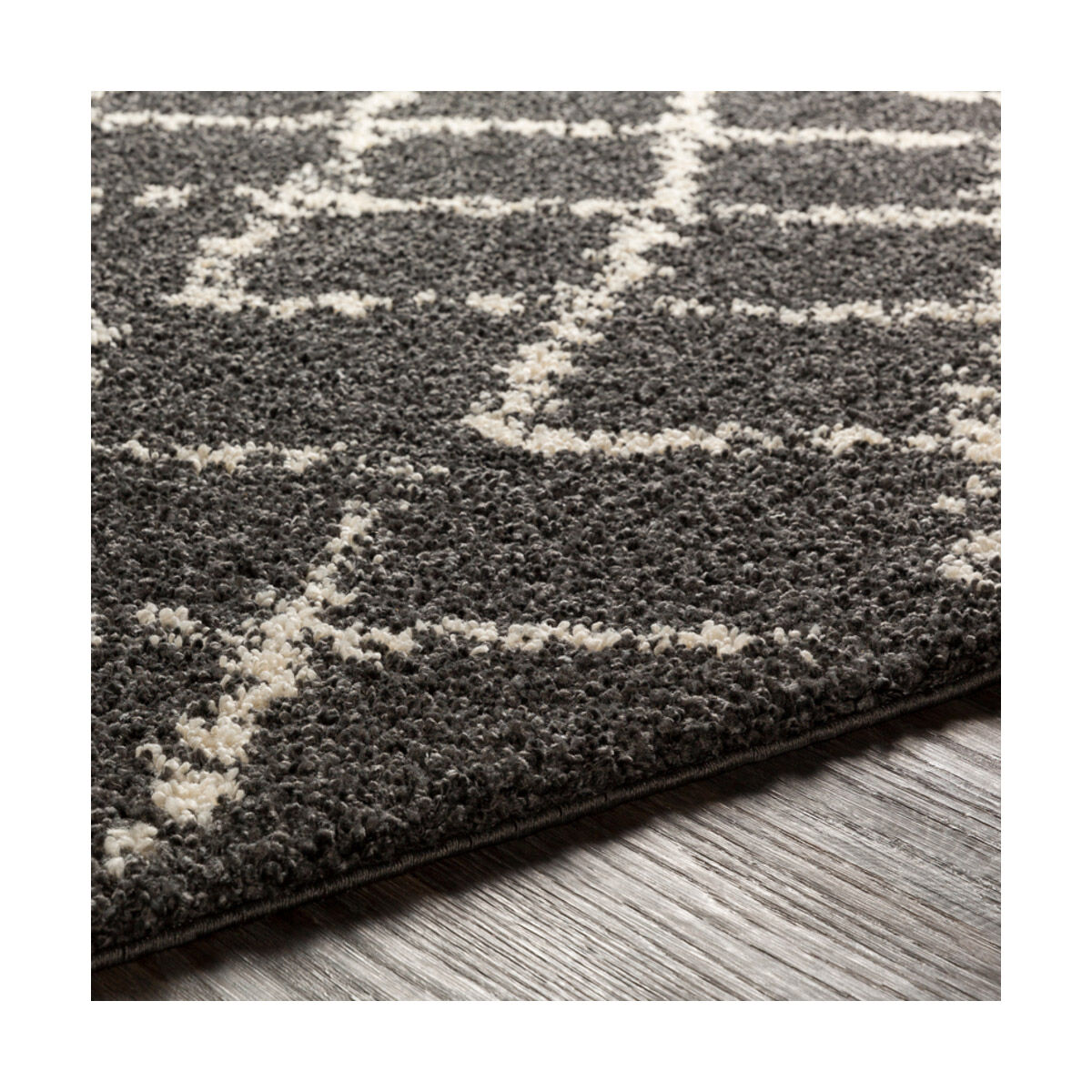 Berber Shag 87 X 63 inch Charcoal/Beige Rugs, Rectangle