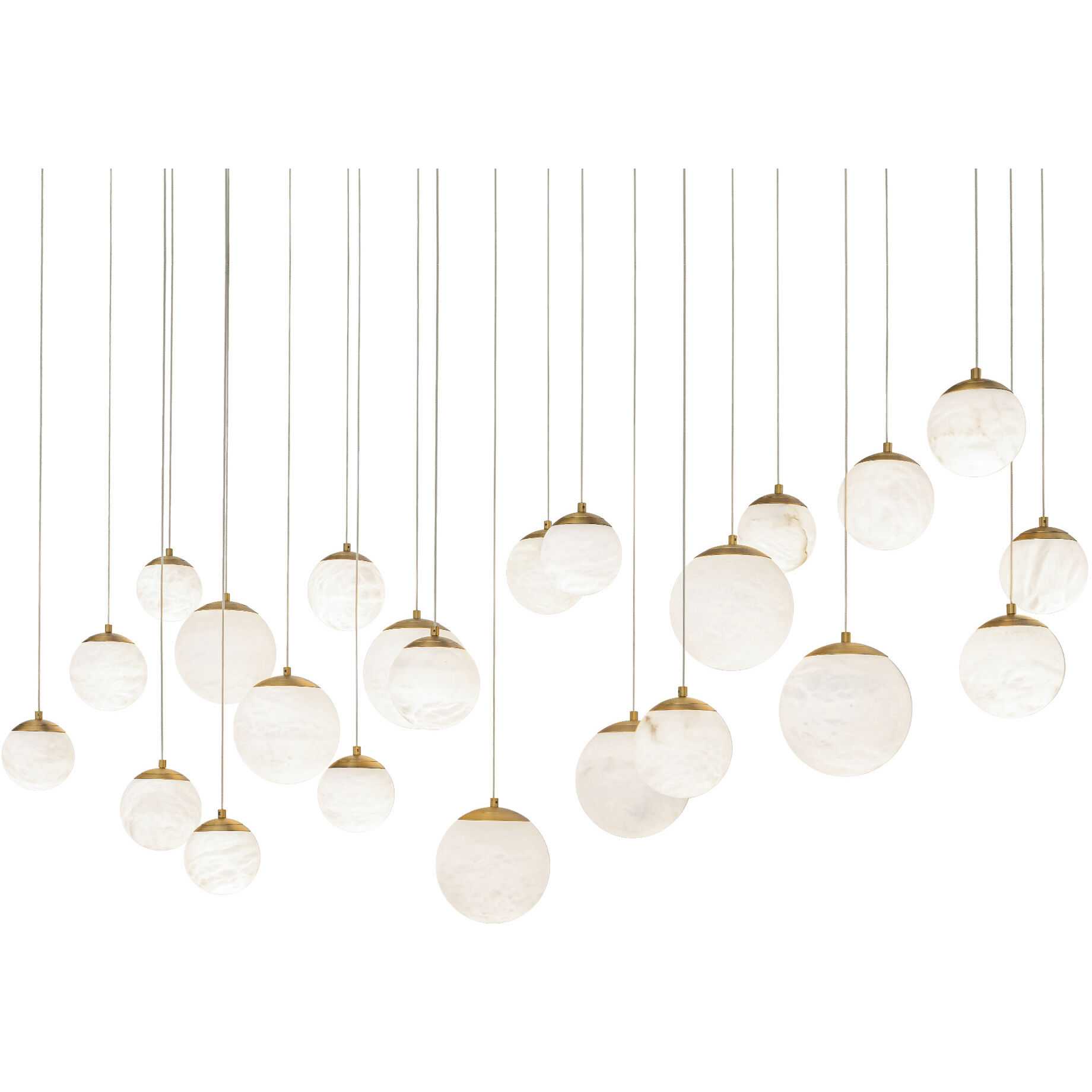 Pisces Linear Pendant Ceiling Light in Aged Brass