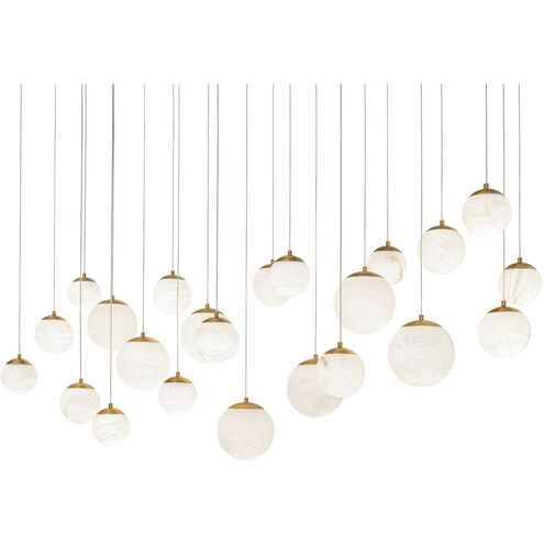 Pisces Linear Pendant Ceiling Light in Aged Brass