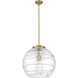 Ballston Athens Deco Swirl 1 Light 15.75 inch Brushed Brass Pendant Ceiling Light in Incandescent, Clear Deco Swirl