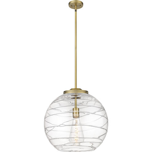 Ballston Athens Deco Swirl 1 Light 15.75 inch Brushed Brass Pendant Ceiling Light in Incandescent, Clear Deco Swirl