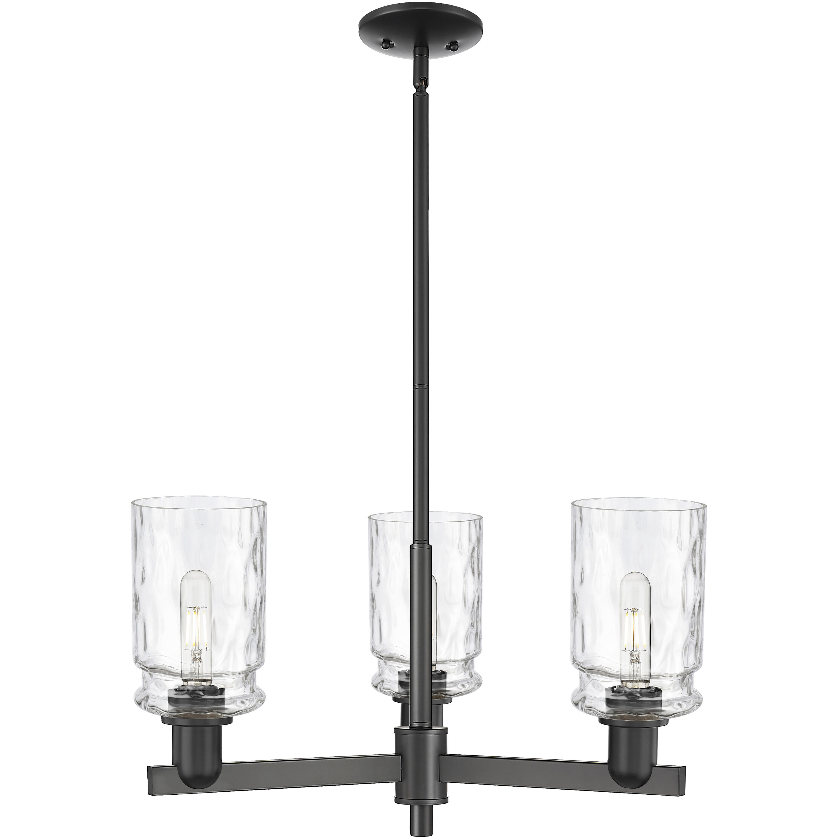Arcadia Candor 3 Light 26.75 inch Matte Black Chandelier Ceiling Light