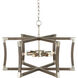 Bastian 6 Light 27 inch Chateau Gray and Contemporary Silver Leaf Lantern Chandelier Ceiling Light, Small
