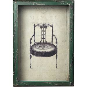 Picture Frame Distressed Verde Wall Art, French Antique Chair Print