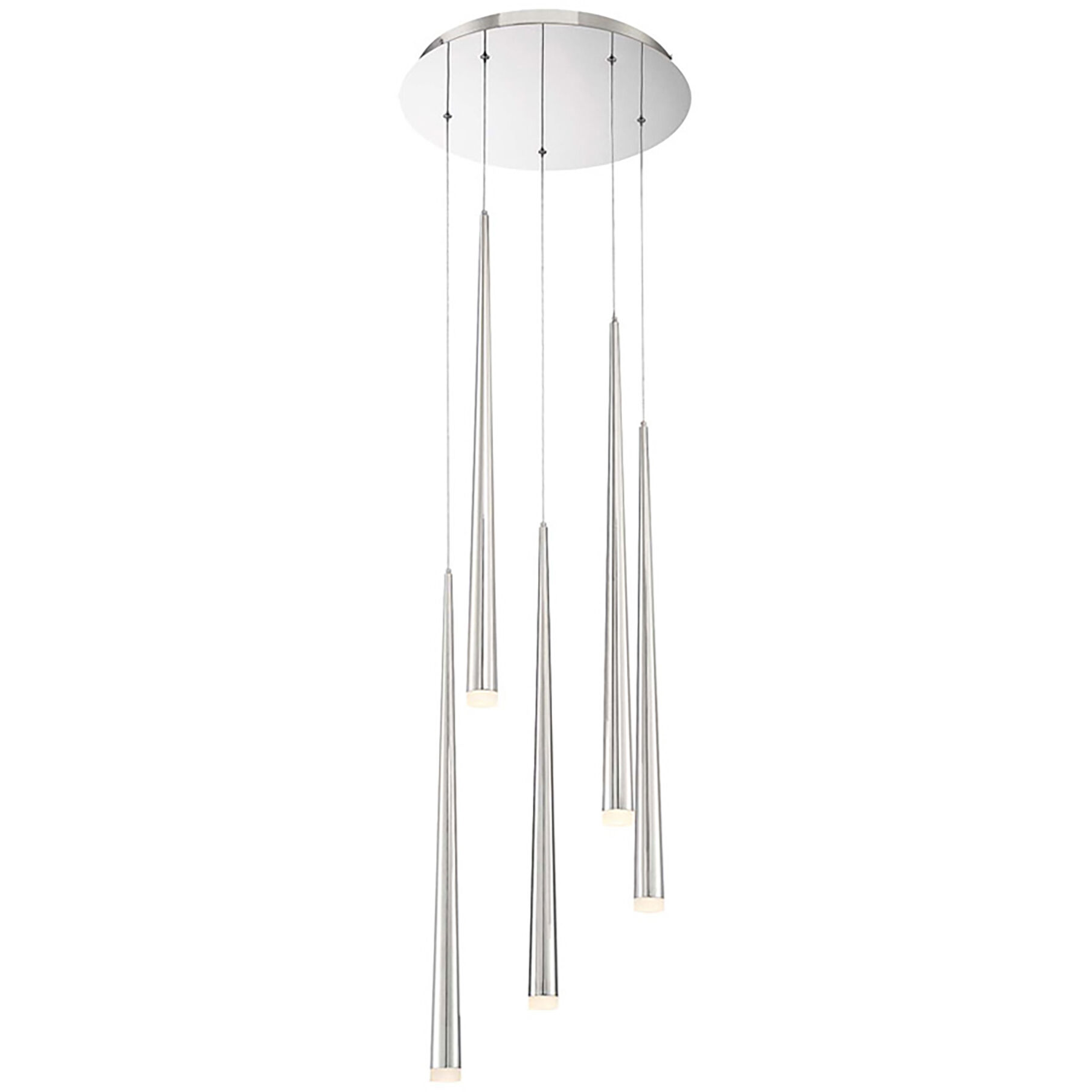 Cascade LED 17 inch Polished Nickel Multi-Light Pendant Ceiling Light in 5, Round, 28in.