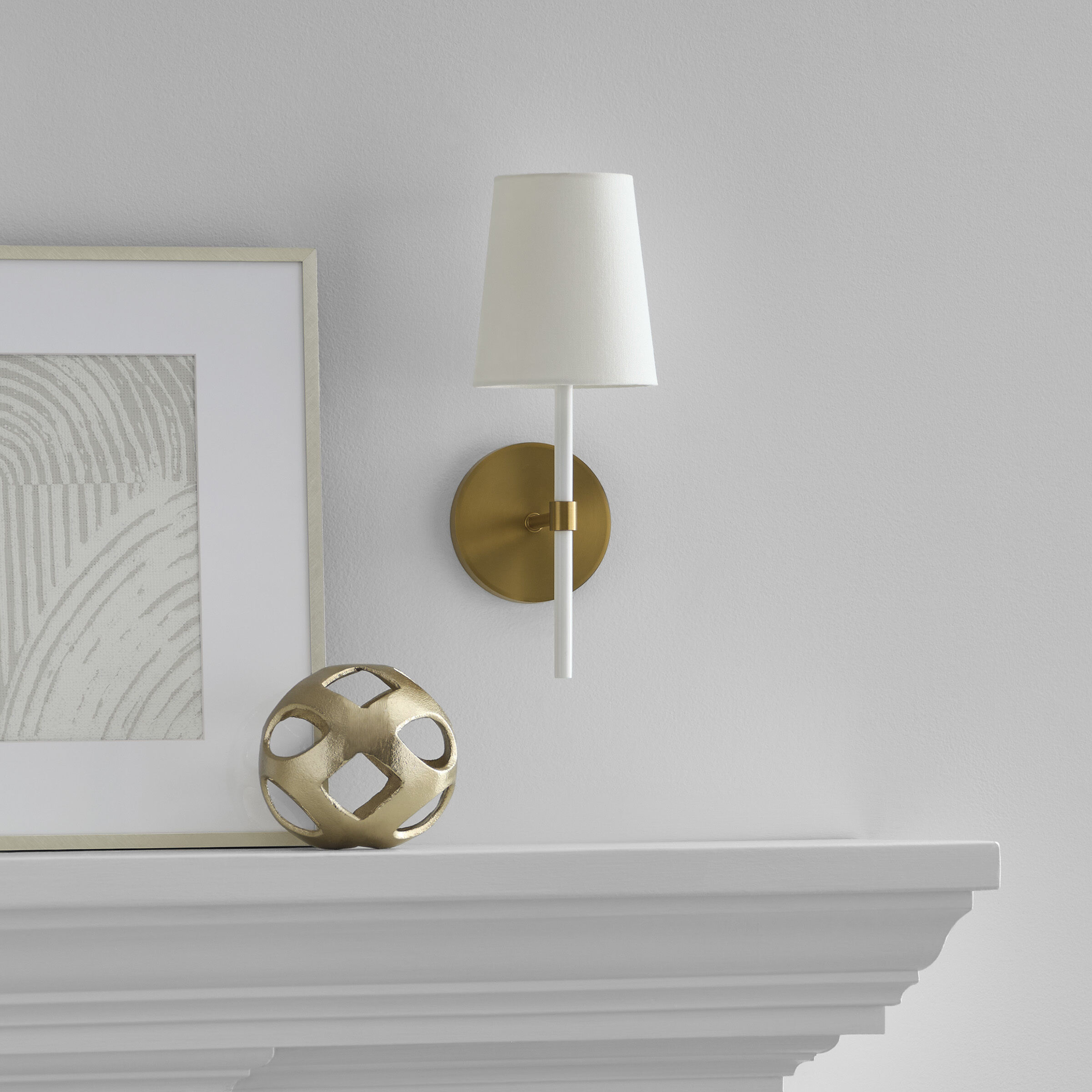 kate spade new york Monroe Wall Sconce Wall Light in Burnished Brass / Gloss White