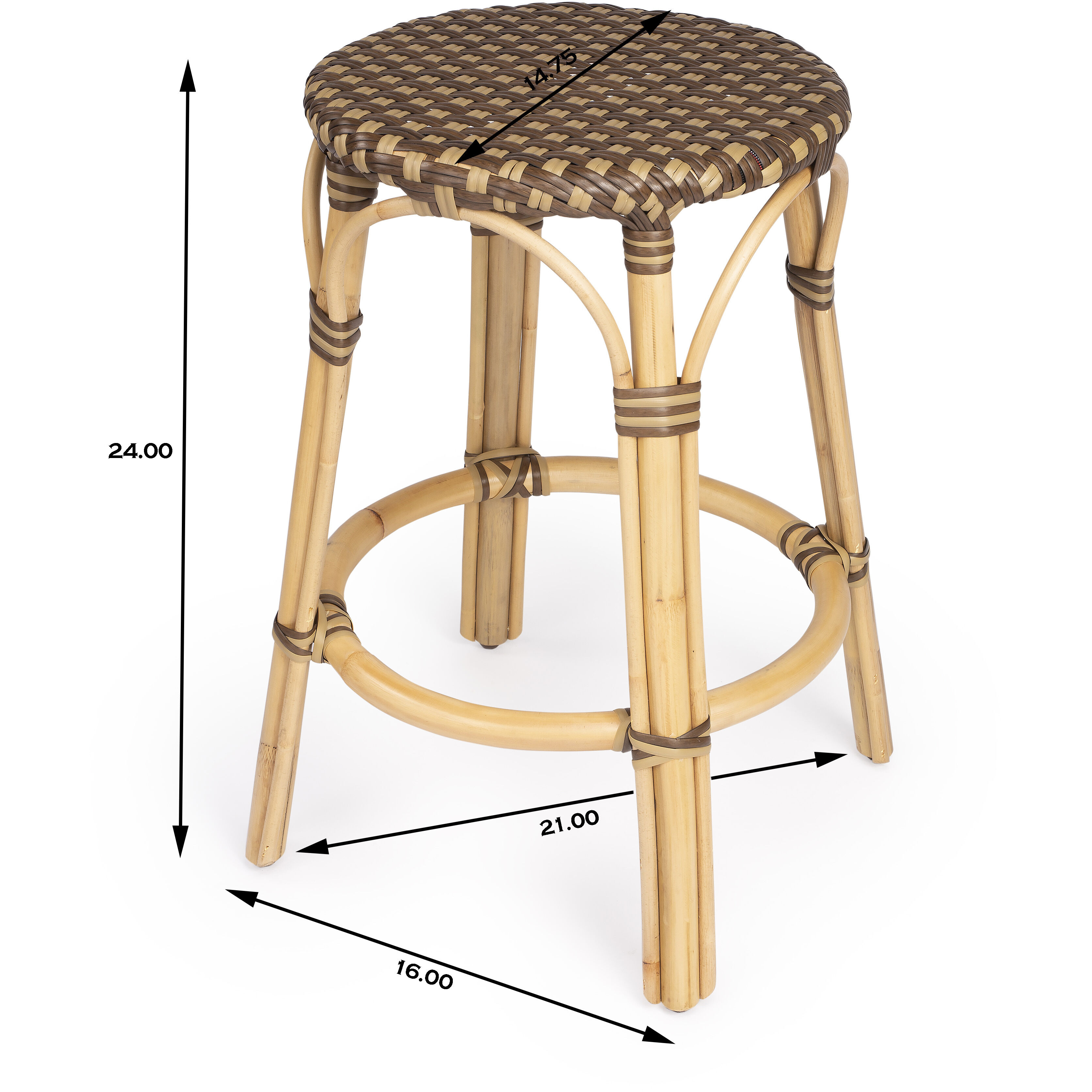 Tobias Brown Rattan Bar Stool