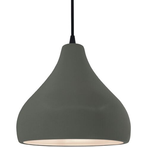 Radiance LED 11.5 inch Pewter Green and Matte Black Pendant Ceiling Light