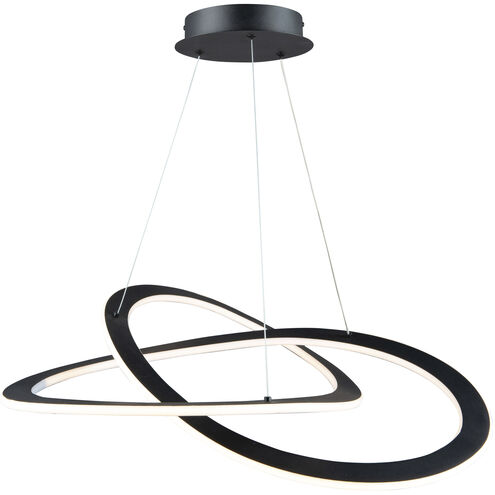 Wave 2 Light 25.6 inch Black Chandelier Ceiling Light