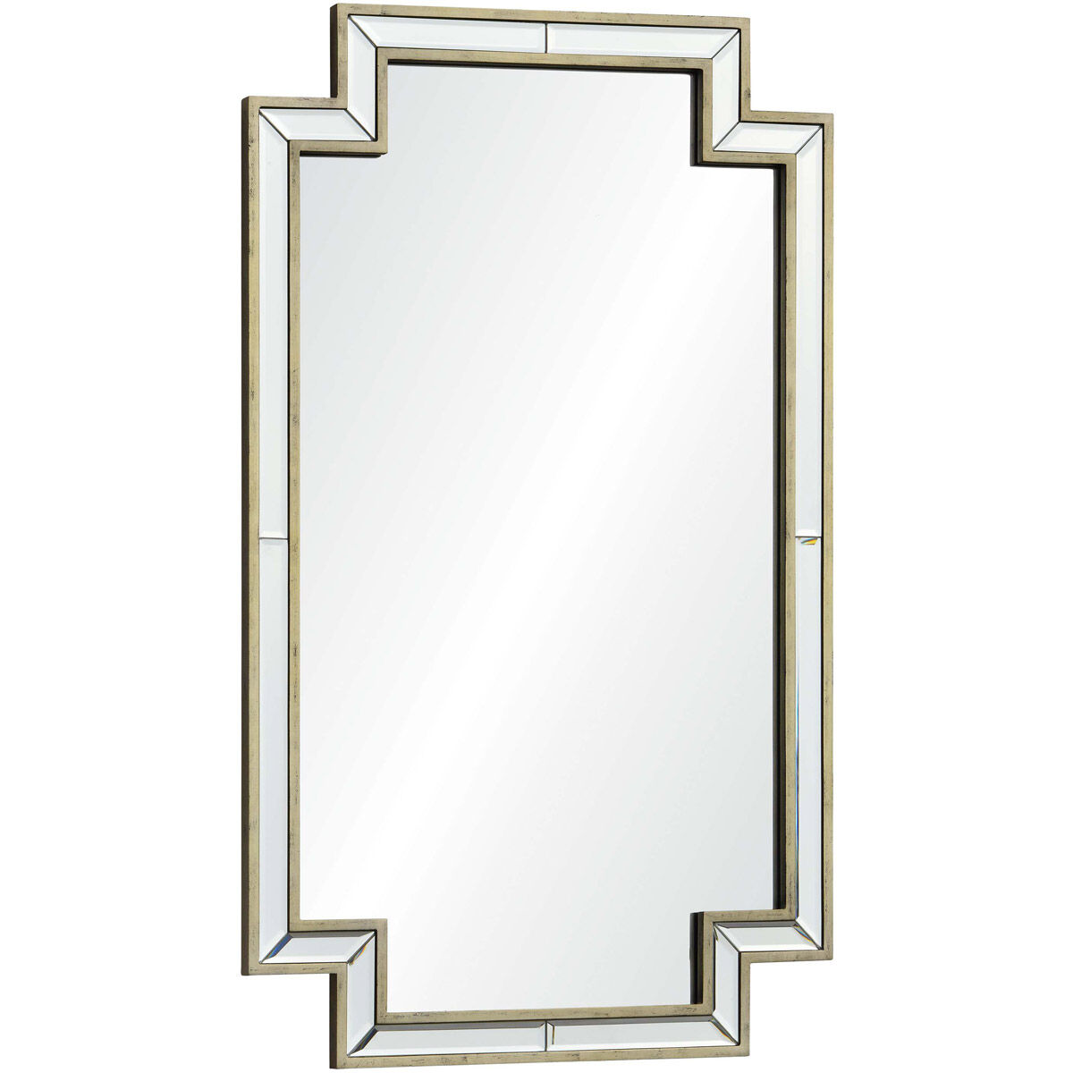 Raton 40 X 24 inch Antique Champagne Silver Wall Mirror, Medium Rectangular