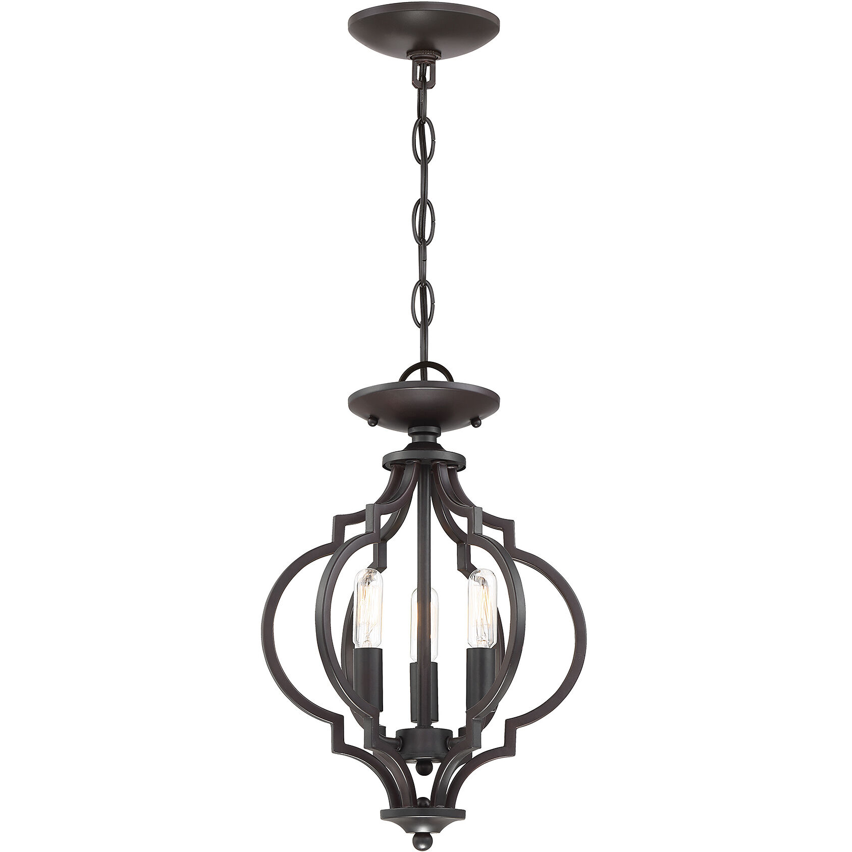 Transitional 3 Light 11 inch Oil Rubbed Bronze Convertible Semi-Flush or Pendant Ceiling Light