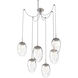 Meteo LED 17 inch Metallic Beige Silver Swag Multi-Pendant Ceiling Light in 2700K LED, Zircon Inner - Clear Outer