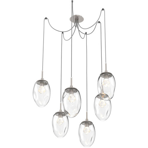 Meteo LED 17 inch Metallic Beige Silver Swag Multi-Pendant Ceiling Light in 2700K LED, Zircon Inner - Clear Outer