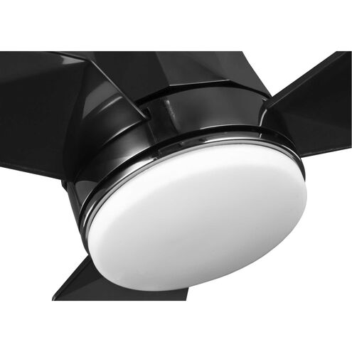 Bixby 60 inch Black Chrome with Clear/Black Metal Flake Blades Ceiling Fan, Progress LED