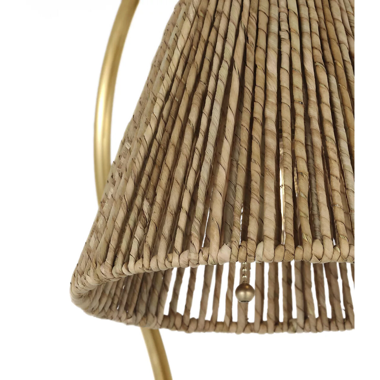 Amber Lewis Dume 23.5 inch 15 watt Hand-Rubbed Antique Brass Arched Table Lamp Portable Light in Natural Abaca