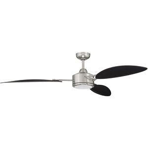 Journey 64 inch Brushed Polished Nickel with Black Walnut/Black Walnut Blades Ceiling Fan