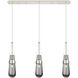 Milan 3 Light 36.13 inch Polished Nickel Linear Pendant Ceiling Light in Light Smoke Glass