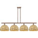 Woven Rattan 4 Light 50 inch Antique Copper and Natural Island Light Ceiling Light