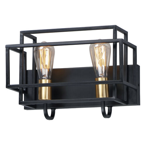 Liner 2 Light 14 inch Black/Satin Brass Bath Vanity Wall Light