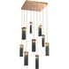 Parallel LED 26 inch Novel Brass Chandelier Ceiling Light in 3000K LED, Smoke Granite, Square Multi-Port