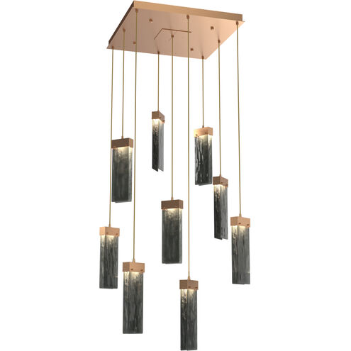 Parallel LED 26 inch Novel Brass Chandelier Ceiling Light in 3000K LED, Smoke Granite, Square Multi-Port