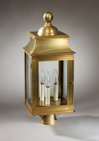 Concord 3 Light 23 inch Dark Antique Brass Post Lantern in Frosted Glass, No Chimney, Candelabra
