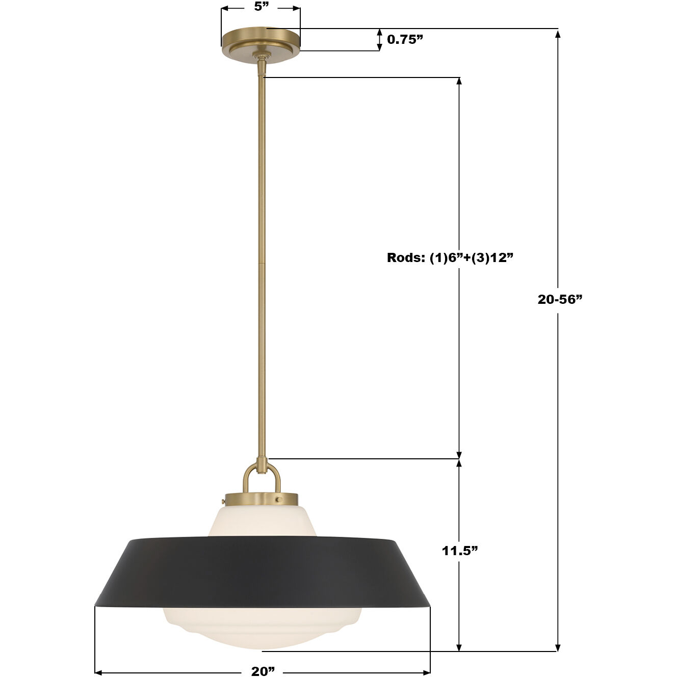 Xander 3 Light 20 inch Vibrant Gold Pendant Ceiling Light