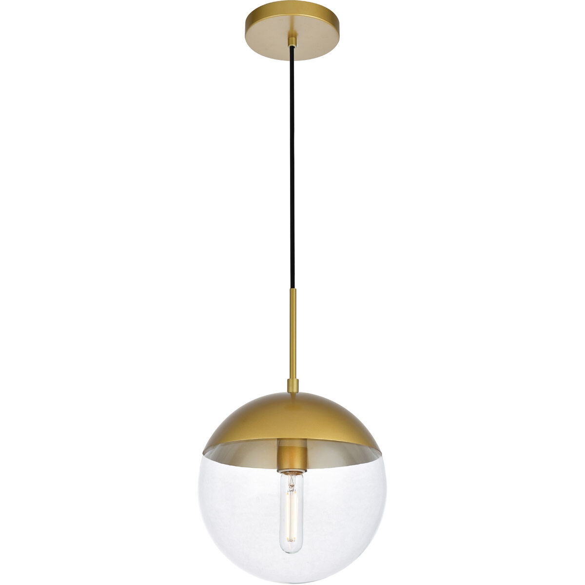 Eclipse 1 Light 10 inch Brass Pendant Ceiling Light