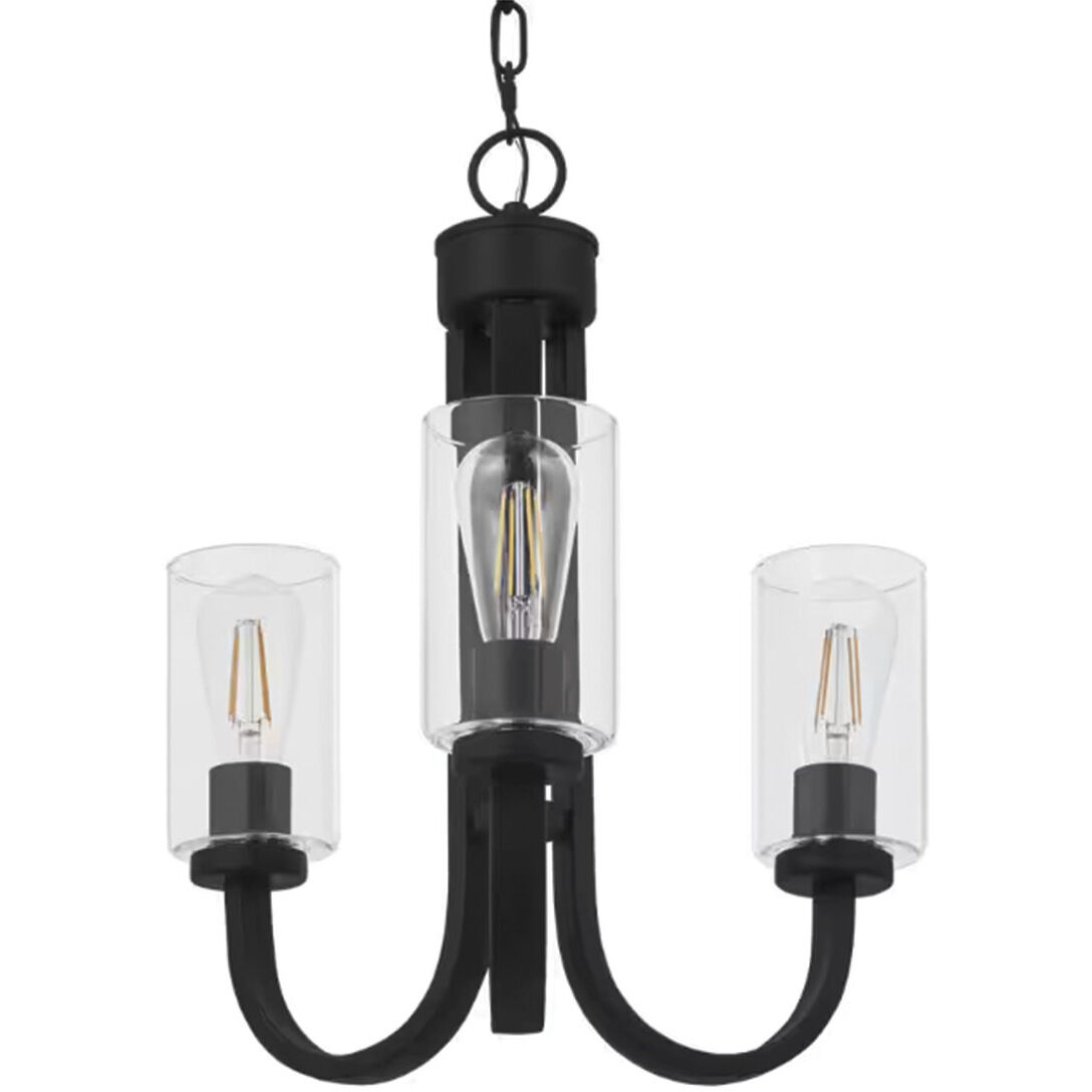 Melina 3 Light 17 inch Matte Black Chandelier Ceiling Light