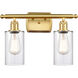 Ballston Clymer LED 16 inch Satin Gold Bath Vanity Light Wall Light in Clear Glass, Ballston
