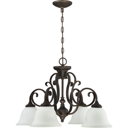 Barrett Place 4 Light 26.5 inch Mocha Bronze Down Chandelier Ceiling Light in White Glass