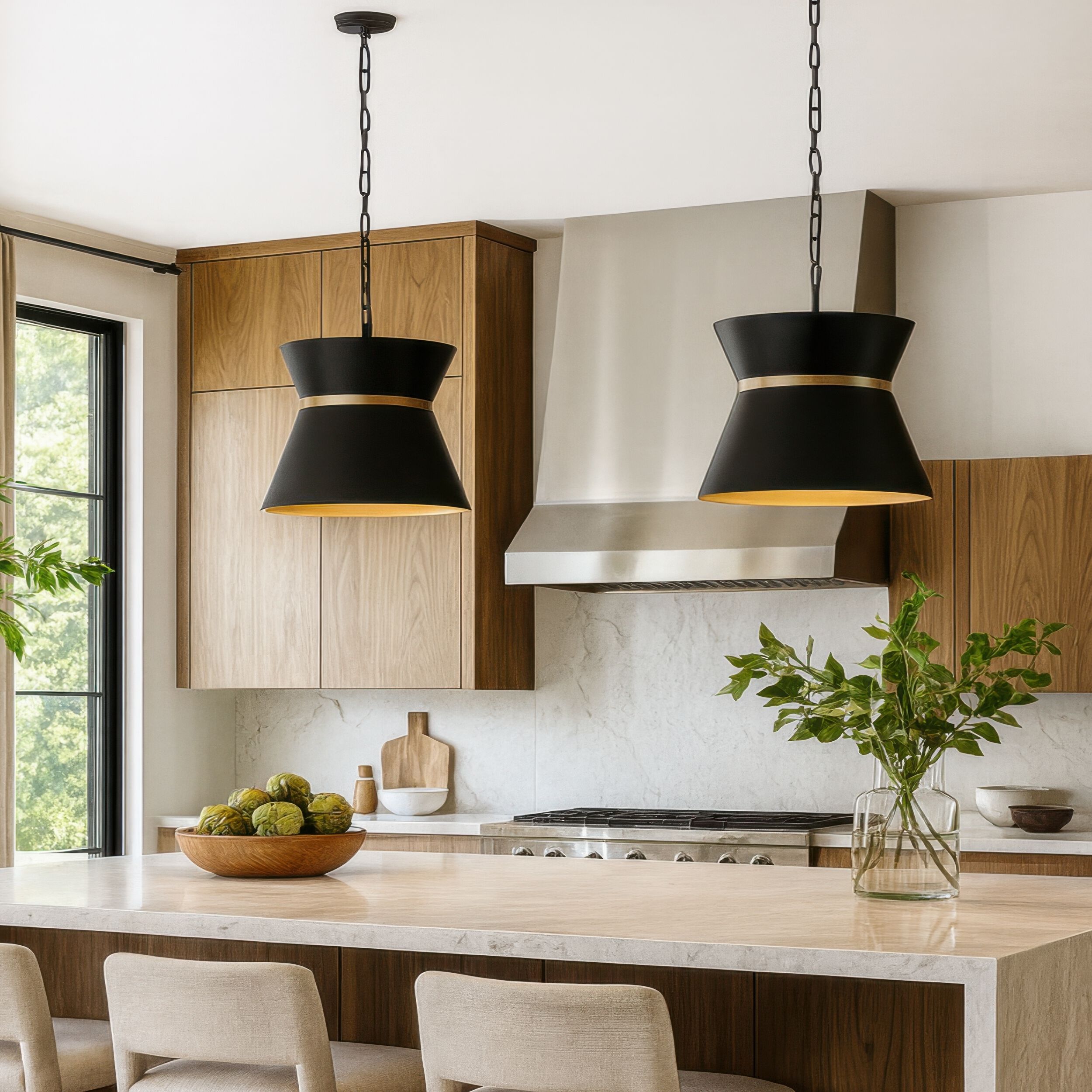 Mad Hatter 4 Light 24 inch Matte Black and French Gold Pendant Ceiling Light