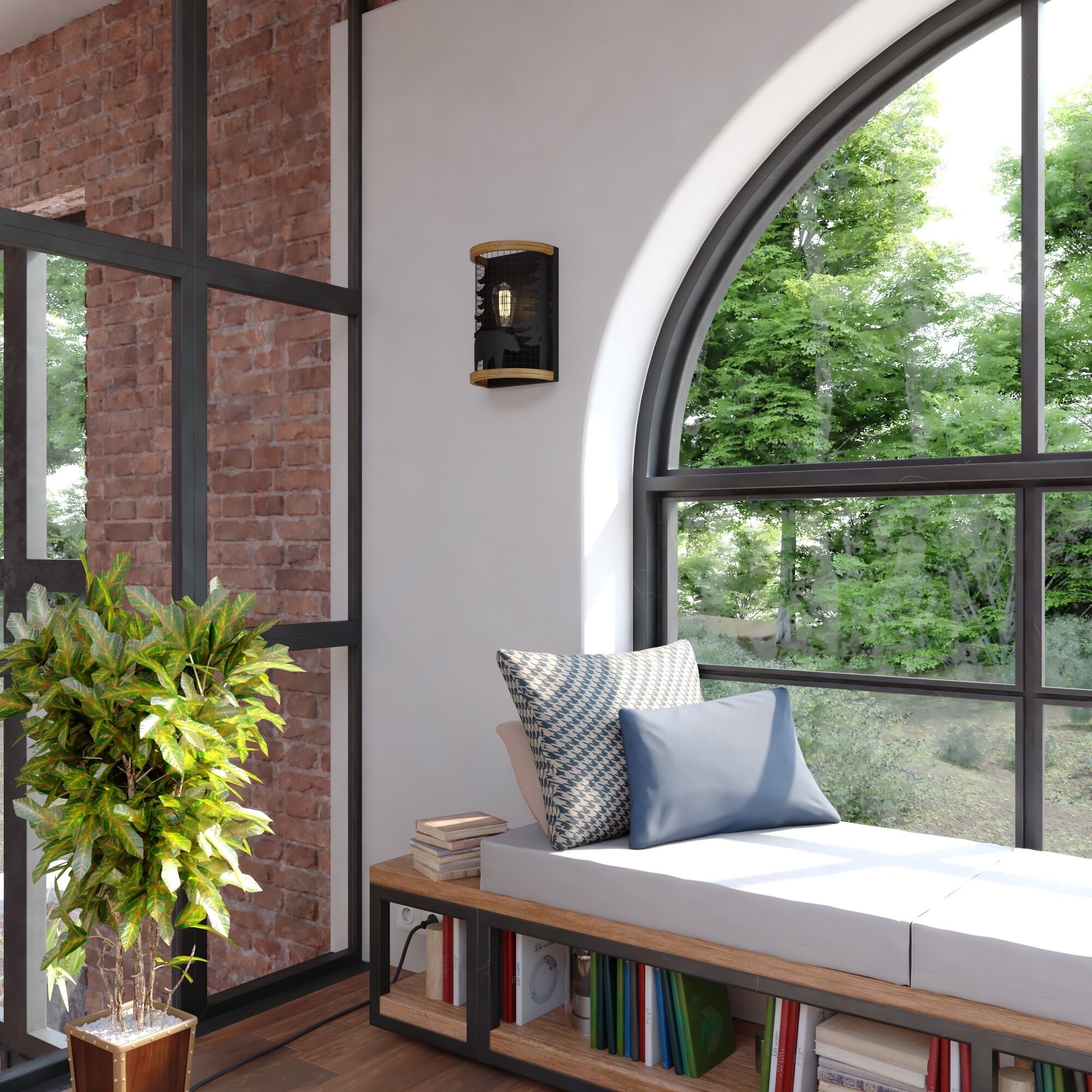 Kodiak LED 8 inch Black and Burnished Teak Wall Light