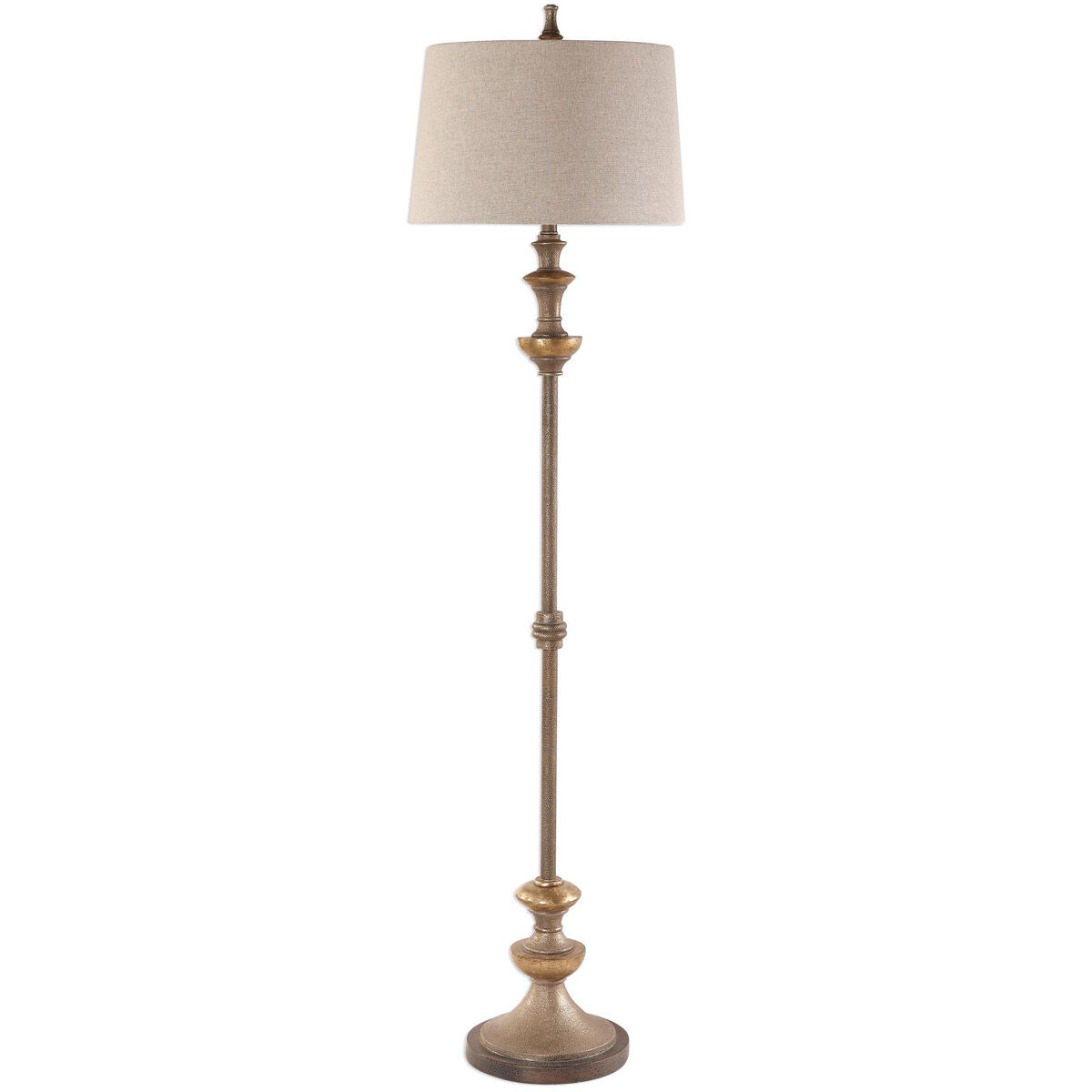 Vetralla 67 inch 150 watt Textured Silver with Antiqued Silver Champagne Floor Lamp Portable Light